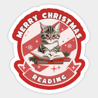 Cat Reading Christmas Cat Reading Book Sticker